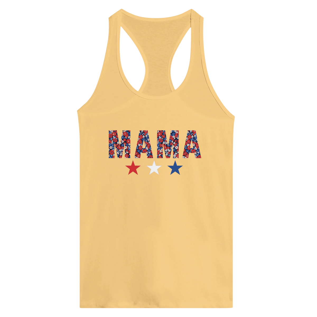 MAMA Fourth of July Graphic Women's Ideal Racerback Tank - Little Boss Society Co