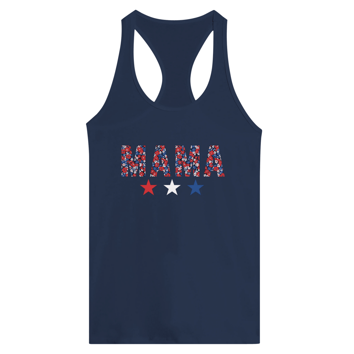 MAMA Fourth of July Graphic Women's Ideal Racerback Tank - Little Boss Society Co