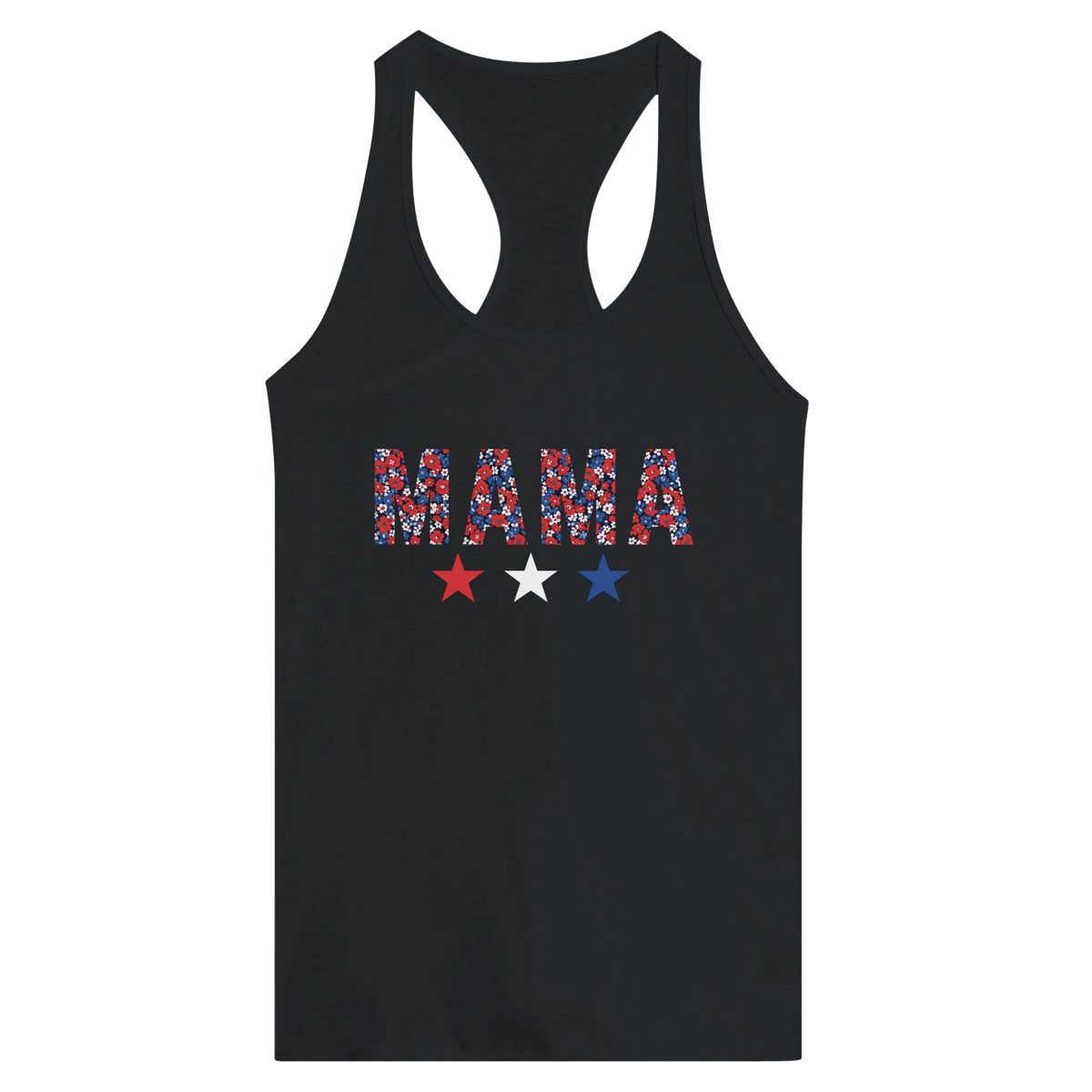 MAMA Fourth of July Graphic Women's Ideal Racerback Tank - Little Boss Society Co