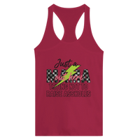Load image into Gallery viewer, Just a MAMA Out Here Trying Not to Raise Assholes clothing - Women's Ideal Racerback Tank - Little Boss Society Co