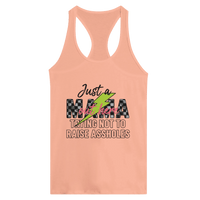 Load image into Gallery viewer, Just a MAMA Out Here Trying Not to Raise Assholes clothing - Women's Ideal Racerback Tank - Little Boss Society Co